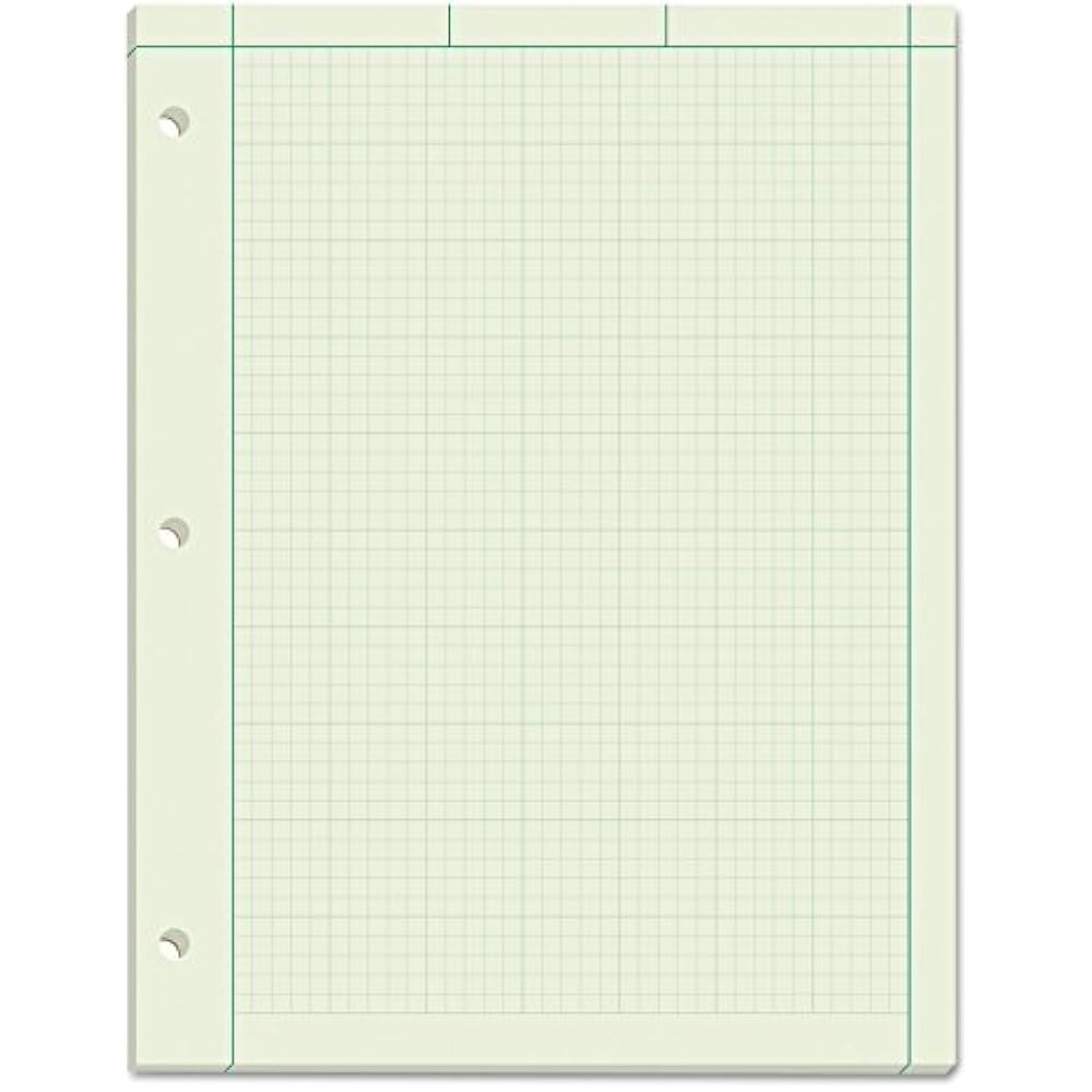 Paper Pad Engineering Computation, Quad Rule, Letter Size, Green Tint