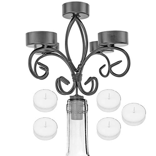 Southern Homewares Wine Bottle Topper Candelabra 5 Tea Light Holder