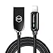 mcdodo Power Off/On Smart LED Auto Disconnect and Auto Recharge Nylon Braided Sync Charge USB Data 6FT/1.8M Cable Compatible with Phone 14/13/12/11 Pro Max List Below (Black, 6FT/1.8M)