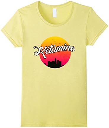 Womens Ketamine Retro Sunset T shirt Small Lemon