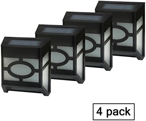 LUXONIC IP44 Waterproof Solar Wall Lamps For Outdoor, White, 4-Pack