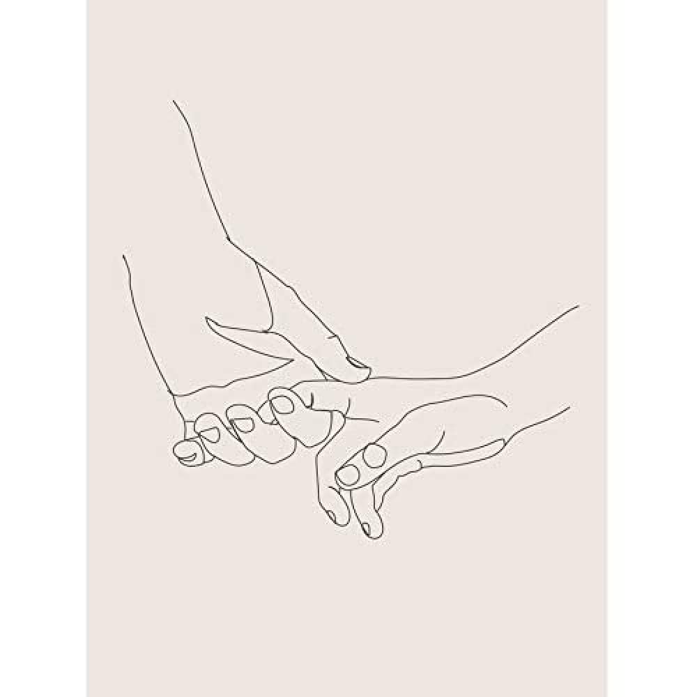 Wee Blue Coo Line Drawing Hands Holding Minimalist Unframed Art Print Poster Wall Decor 12X16 Inch