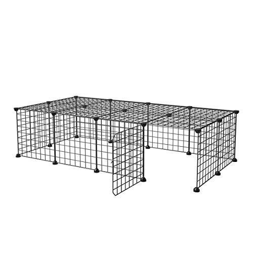 JYYG Small Pet Pen Bunny Cage Dogs Playpen Indoor Out Door Animal Fence Puppy Guinea Pigs, Dwarf Rabbits (20 Panels (Open Door), Black) - Thumbnail 6