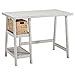 Signature Design by Ashley Mirimyn Farmhouse Home Office Small Desk with Basket, Antique White