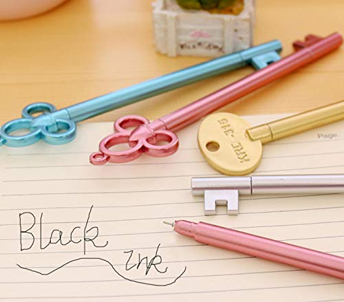 Maydahui 48PCS Retro Key Shape Roller Pen Black Gel Ink Creative Unique Fun Refills Pens for Kids Drawing Writing Stage Role Playing