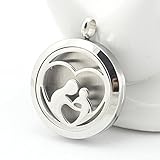 'Mother and Childs Love' Essential Oil Diffuser Necklace Aromatherapy Pendant, Jewelry Bag and Extra Pads