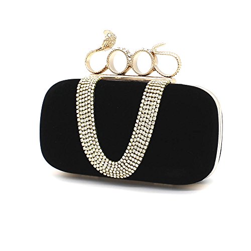 Kingluck Velvet Wedding/Special Occasion Clutches/Evening Handbags(More Colors) (black) - Thumbnail 2