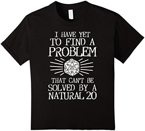 Kids Problem Solved Natural 20 T-Shirt. Board Game RPG Role Play 4 Black