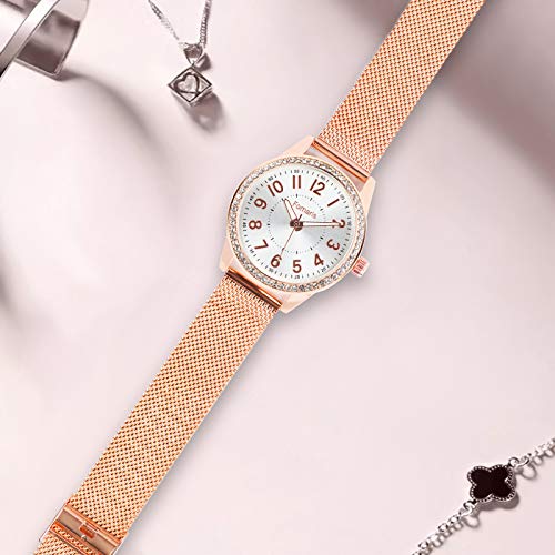 Homanduhr Women's Watches Ladies Quartz Wrist Watch with Luxury Pave Floating Crystal Diamonds for Women Girls
