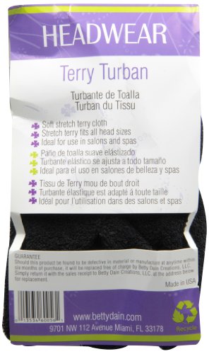 Betty Dain Stretch Terry Cloth Turban, Black