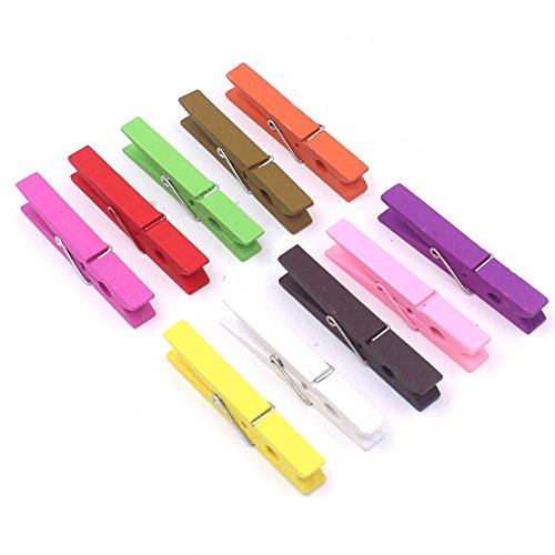 Z Zicome 3-Inch Large Natural Colorful Wooden Clothespins, Set of 50 Pins, Assorted Colors - Thumbnail 2