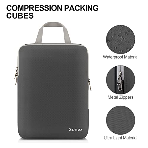 Gonex Compression Packing Cubes, 4pcs Expandable Storage Travel