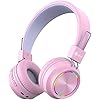 iClever Kids Bluetooth Headphones, Colorful Lights Headphones for Kids with MIC, Volume Control, Childrens Headphones…