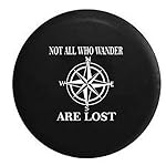 Not All Who Wander Are Lost Compass Star Spare Tire Cover OEM Vinyl Black 32-33 in