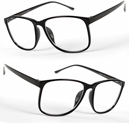 Sunclassy Large Clear Lens Non Prescription Classic Vintage Full Thin Frame Fashion Retro Nerd Wayfarer Frame Eyeglasses 61mm Block UVA UVB UVC Uv400