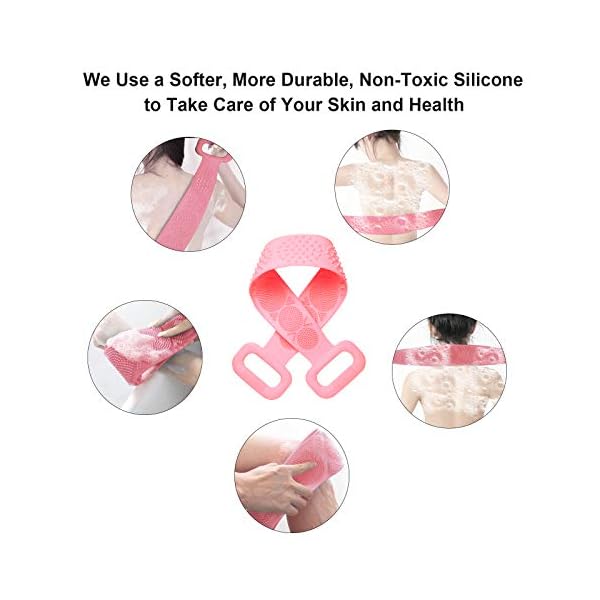 DEHUA 80CM Shower Brush Body Brush Exfoliating Silicone Body Scrubber Belt for Men and Women Body Cleaning,Spa Massage…