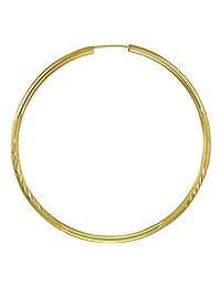 14k Yellow Gold 2mm Thickness Endless Hoop Earrings - 8 Different Size Available