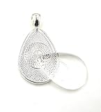 12 Deannassupplyshop 20X30mm teardrop oval Pendant Trays with glass Silver 20X30mm - Pendant Blanks Cameo Bezel Settings Photo Jewelry - Custom Jewelry Making
