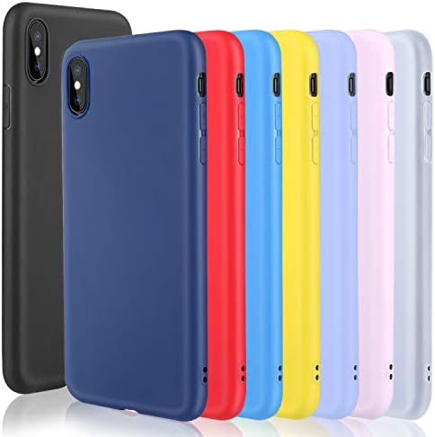 Pofesun Soft TPU Gel Case Designed for iPhone XS Max, 8 Pack Ultra Thin Protective Phone Cover Compatible with iPhone XS Max 6.5 inch (2018) (Black, Clear, Blue, Pink, Purple, Yellow, Red, Royal Blue)