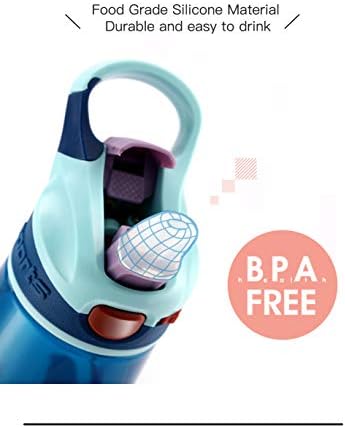 UPSTYLE 13.5oz Children Flip Water Bottle with Straw Leakproof and Dustproof Cap Locking Lid US Tritan BPA-Free Plastic Consuming Journey Mug for Sports activities and Outside Mountaineering Tenting