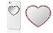 iDecoz Silver Heart Cell Phone Mirror with Crystals Peel and Stick