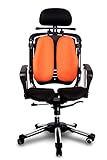 HARA CHAIR NIETZSCHE (NT2 S) Office Chair Twin Based Pressure Relief of the Intervertebral Discs and Improved Buttock Circulation Color: Black/Orange Mesh