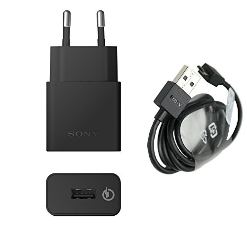 Original Sony Mobile Ladekabel UCH10u + EC801 Schwarz für Sony Xperia XA Netzteil Ladegerät Aufladegerät MicroUSB Aufladekabe