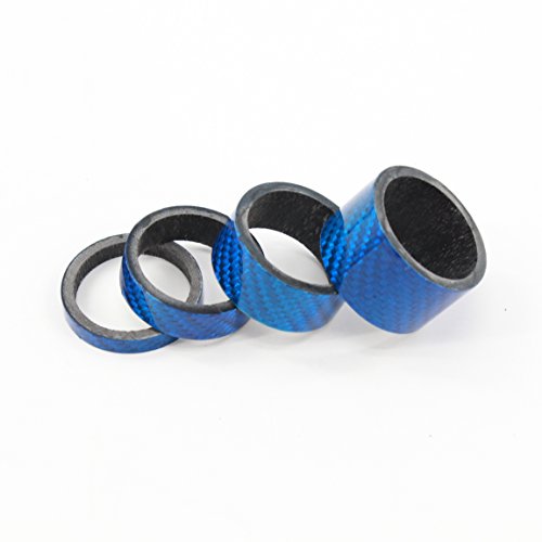 QILEFU 4pc Bike Bicycle Full Carbon Headset Spacer 1-1/8" 20 15 10 5mm (blue) - Thumbnail 3