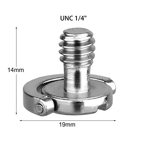pangshi 5 Pack 1/4" Quick Release Plate Mounting Screw D-ring D Shaft QR Screw Adapter Mount for DSLR Camera Tripod Monopod QR Plate Ballhead Stabilizer - Thumbnail 6