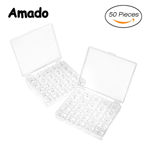 Amado 50pcs Sewing Machine Bobbins with Case, Quality Bobbins Case