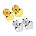 LUXU kisskids 316L Stainless Steel Heart Shaped Stud Earrings with Plug for Baby Girls 2 Colors