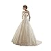 Sunweddingdress Women's Jewel Lace Applique Long Sleeve Chapel Wedding Dress