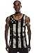 Mens Hipster Hip Hop Vertical Faded Aged USA Flag Print BLACK Tank Top XL