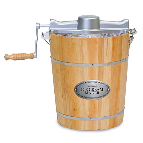 Elite Gourmet EIM-506 6 quart Old-Fashioned Ice Cream Maker with electric motor and hand crank, maple - Thumbnail 6