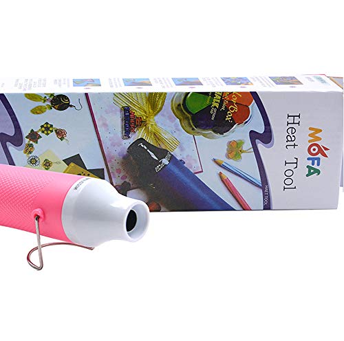 mofa emboss Heat Gun, Hot Air Gun Tools Shrink Gun with Stand For DIY Embossing And Drying Paint Multi-Purpose Electric Heating Nozzle 300W 110V (Pink,White)