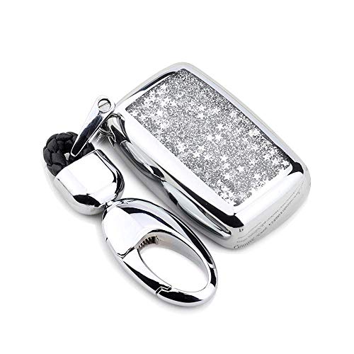 YIJINSHENG TPU Car Key Soft Plating Protection Shell Case Cover for Land Rover Jaguar Evoque,Velar,Sport,Discovery 5-Button Smart Key Remote Fob Shell Key Chains (Silver) - Thumbnail 7