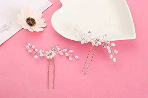 iMagitek 2 Pack Wedding Bridal Decorative Hair Pins Pearl Chopstick Hair Stick Accessories Hairpins for Women and Girls