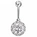 Wxbox 14G Belly Button Ring 1.6mm 316L Surgical Steel Belly Piercing with Clear Zircon (White)
