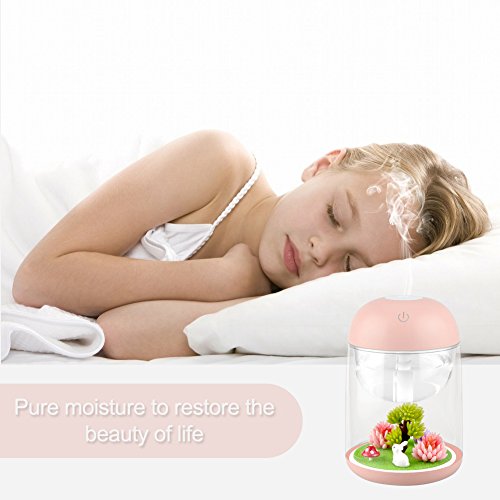 Loneyshow Micro Landscape humidifier Diffuser 180ml Cool Mist Humidifier with Adjustable Mist Mode, Waterless Auto Shut-off (Pink) - Thumbnail 2