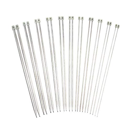 Knitting Needles,11 Pairs(22 Pcs) Stainless Steel Straight Single Pointed Knit Craft Kit 2.0mm 2.5mm 3.0mm 3.5mm 4.0mm 4.5mm 5.0mm 5.5mm 6.0mm 7.0mm 8.0mm(14 inch)