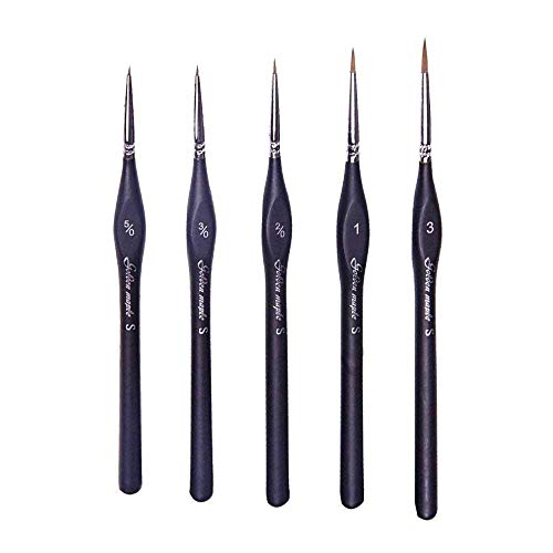 Detail Paint Brush Set 5 Sizes with Triangular Handle for Detailing