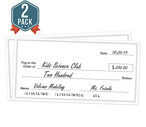 Giant Fake Award Presentation Check - 32" x 16" - Large Novelty Endowment Check for Endowment, Donations, Fundraiser - Big Blank Oversized Raffle Sweepstakes Reward Winners Check (2 Pack)