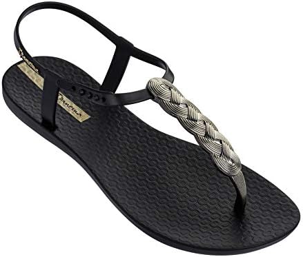 Women's Charm Braid 21 Plastic Buckle Sandal Black