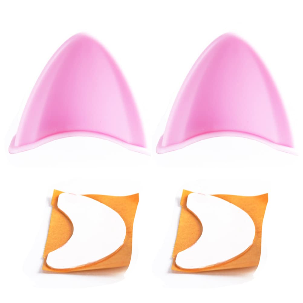 2Pcs Silicone Cat Ears with Tapes, Cute Helmet Accessories for Bicycle Helmet Ski Helmet Motorcycle Helmet (Helmet Not Included)