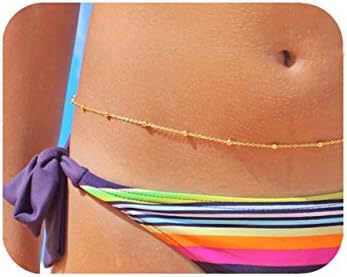 Minimalist Waist Chain Beach Bikini Belly Chain with Bead Long Chain Women Jewelry