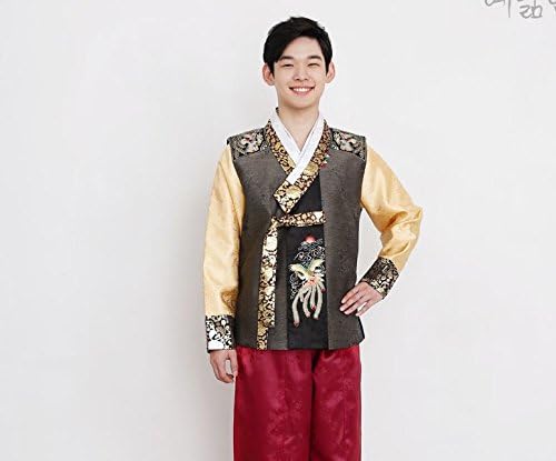 Korean Hanbok Traditional tuxedo gray pecking phoenix embroidery pedestal Korean man
