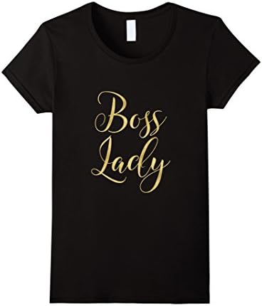 Women's Boss Lady T-shirt by Anneline Sophia Gold Typography Medium Black