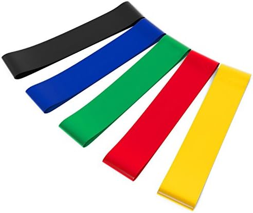 VOIMAKAS Fitness Resistance Band, Set of 5 Stretch Loops Bands from Natural Latex Elastic Booty Band Workout with Huge E-Book Set for Legs and Strength Training Physical Therapy Equipment