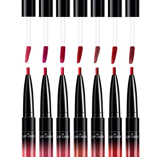 7 Pcs Matte Liquid Lipstick Lip Liner Pencil Set Double End Matte Liquid Lipgloss and Lipliner Set Waterproof Lip Gloss Non-Stick Cup Long Lasting Cosmetics Lip Stick Professional Lip Makeup Kit - Thumbnail 4