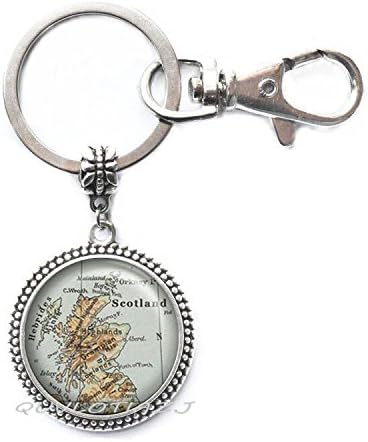 Scotland map Keychain, Scotland map Jewelry map jewellry Edinburgh map Glasgow map Scottish Highlands Traveler's Gift,ot2 (A1)